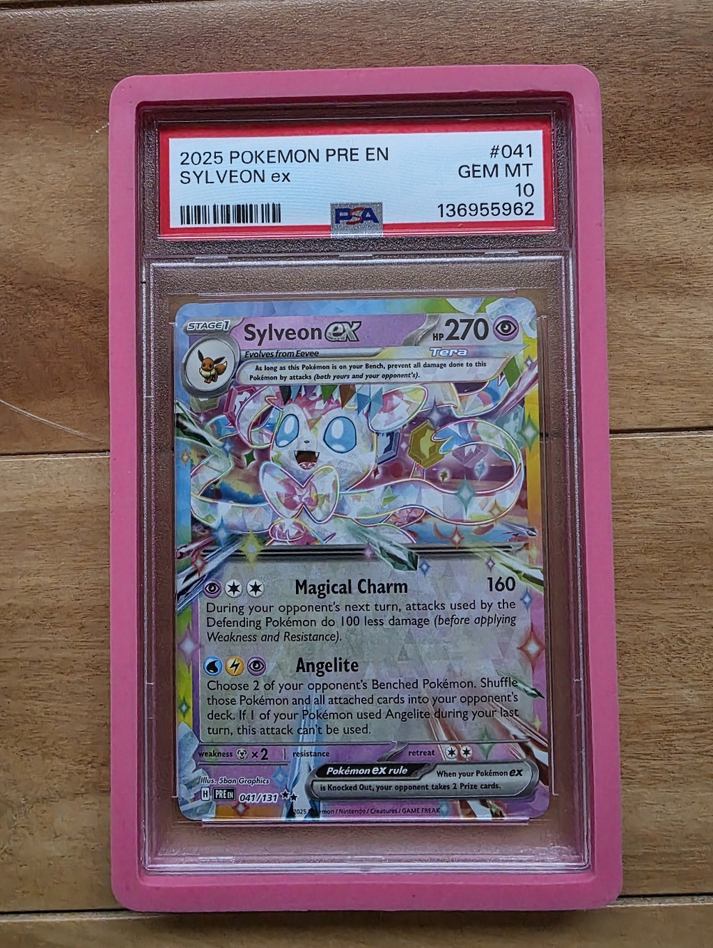 Pokemon Sylveon ex Holo Card - Pink, White, Blue Accents